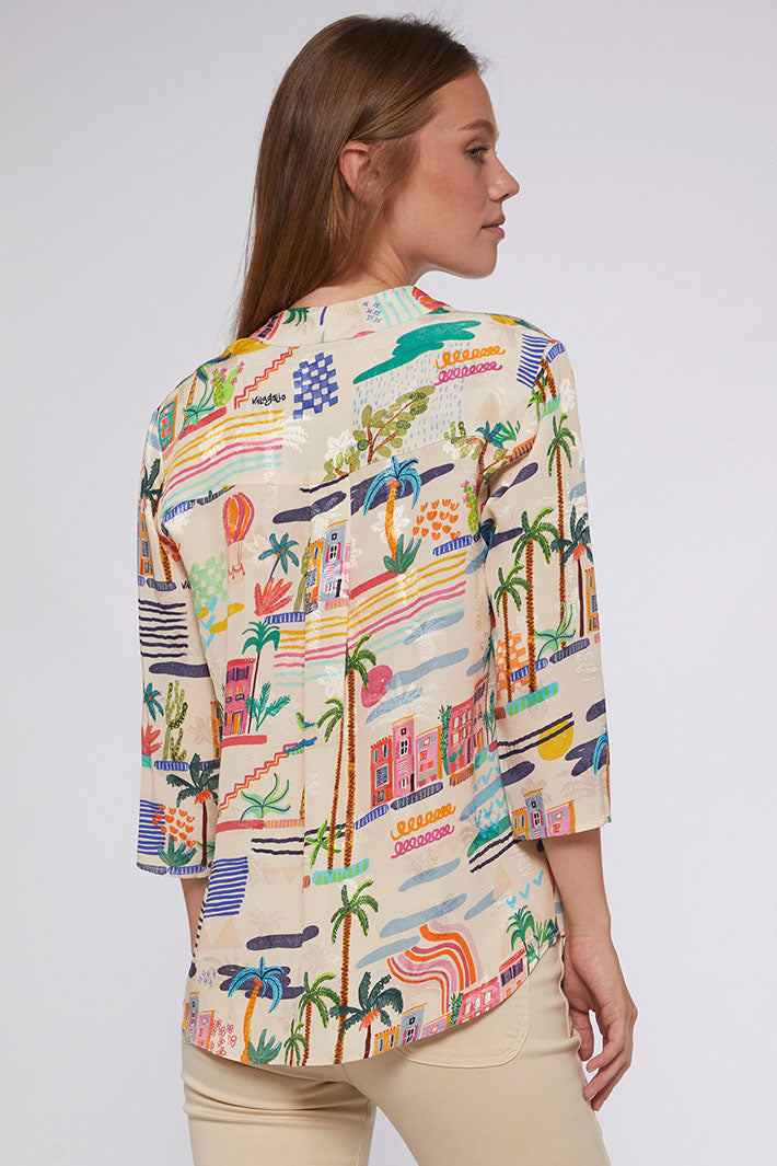 Vilagallo 31183 Leandra Tropical Holiday Print Shirt - Shirley Allum Boutique