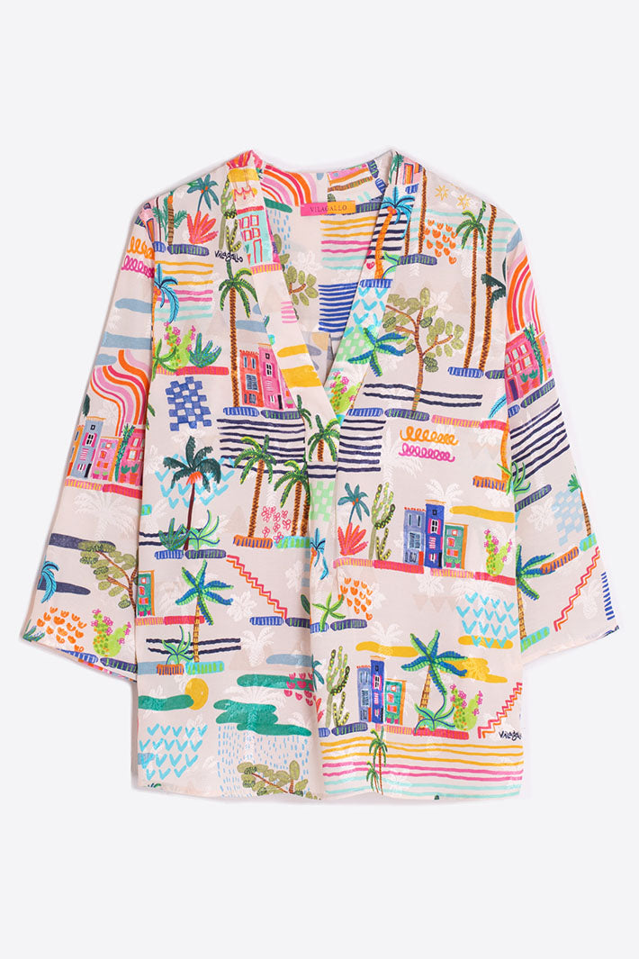 Vilagallo 31183 Leandra Tropical Holiday Print Shirt - Shirley Allum Boutique