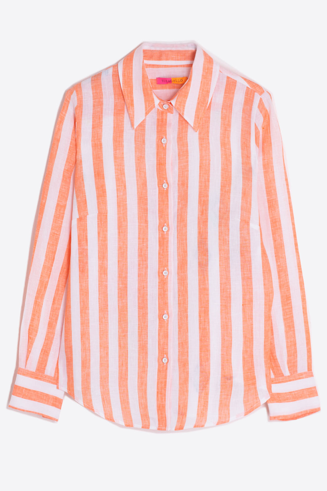 Vilagallo 31217 Mafalda Coral Stripe Ikat Print Back Shirt - Shirley Allum Boutique