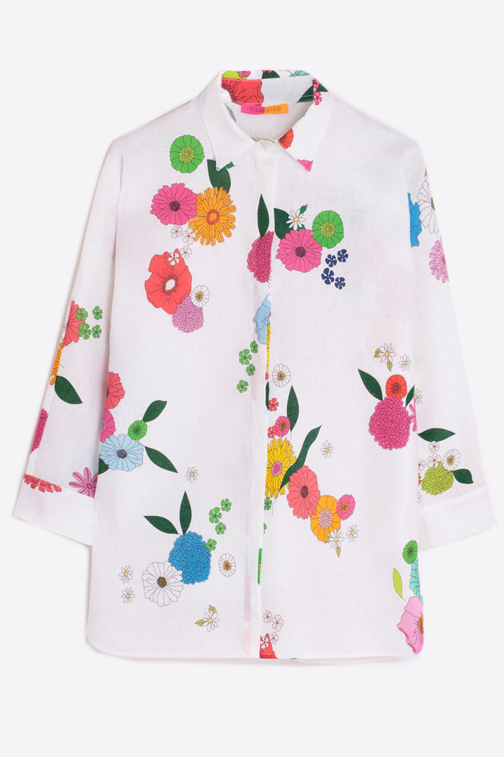 Vilagallo 31233 Louisa Ivory Flower Print Shirt - Shirley Allum Boutique