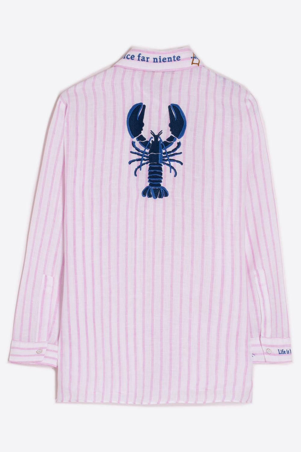 Vilagallo 31421 Petra Pink Stripe Linen Shirt - Shirley Allum Boutique