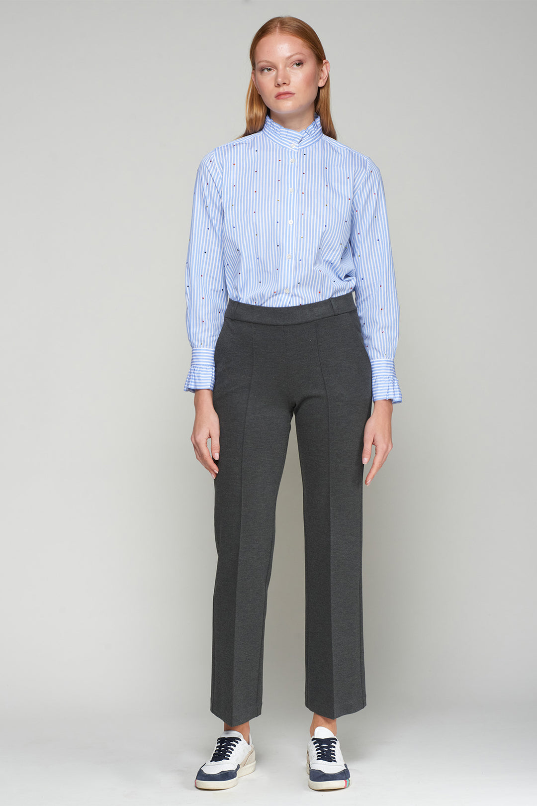 Vilagallo 32860 Carla Grey Textured Crop Trousers