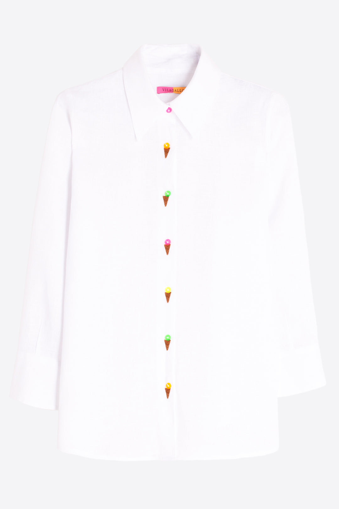 Vilagallo 33209 White With Embroidered Ice Creams Shirt