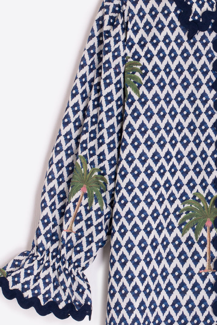 Vilagallo 33218 Geometric Print With Palm Trees Shirt