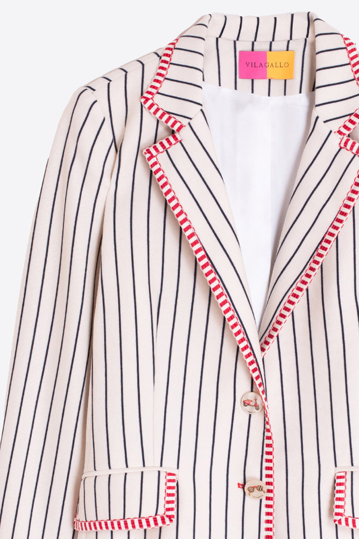 Vilagallo 33233 Navy Stripe Red Trim Blazer