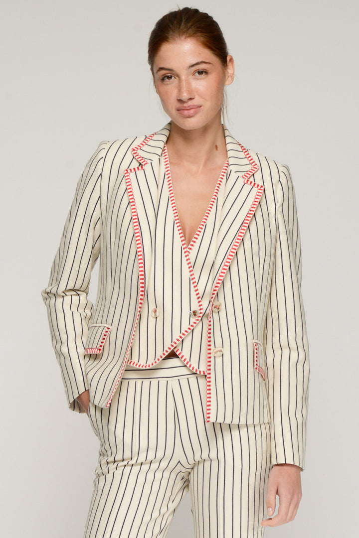 Vilagallo 33233 Navy Stripe Red Trim Blazer