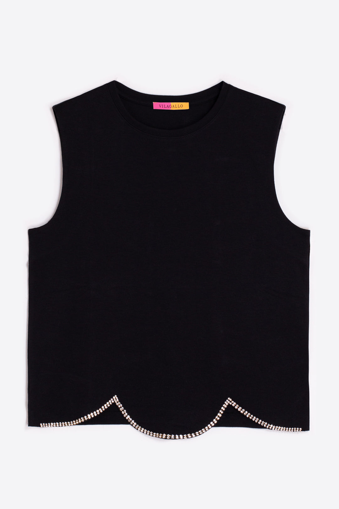 Vilagallo 33261 Black Scalloped Hem Sleeveless Top