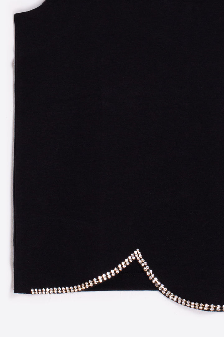 Vilagallo 33261 Black Scalloped Hem Sleeveless Top