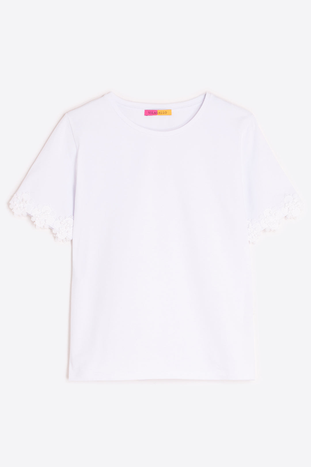 Vilagallo 33263 White Lace Sleeve T-Shirt