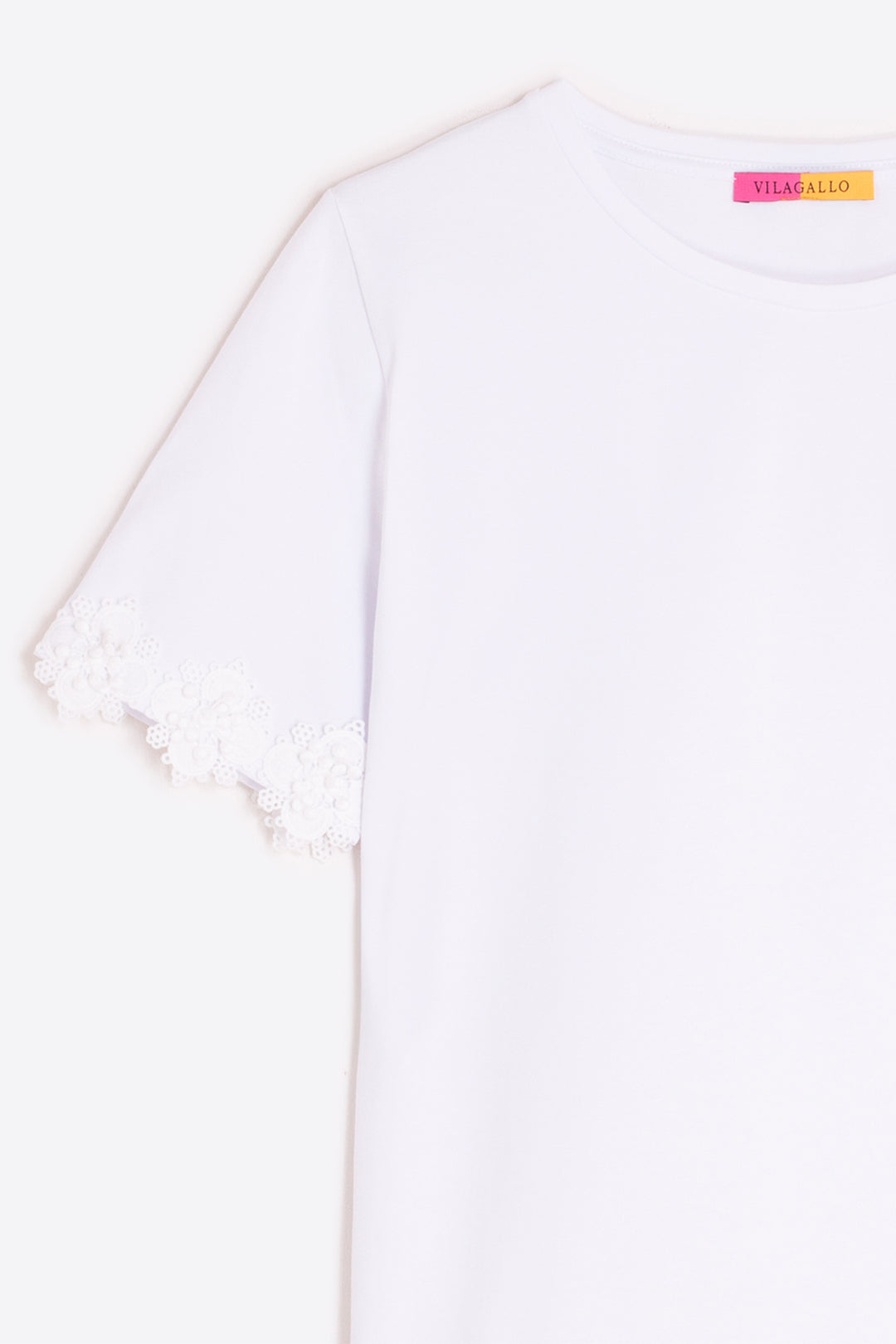Vilagallo 33263 White Lace Sleeve T-Shirt