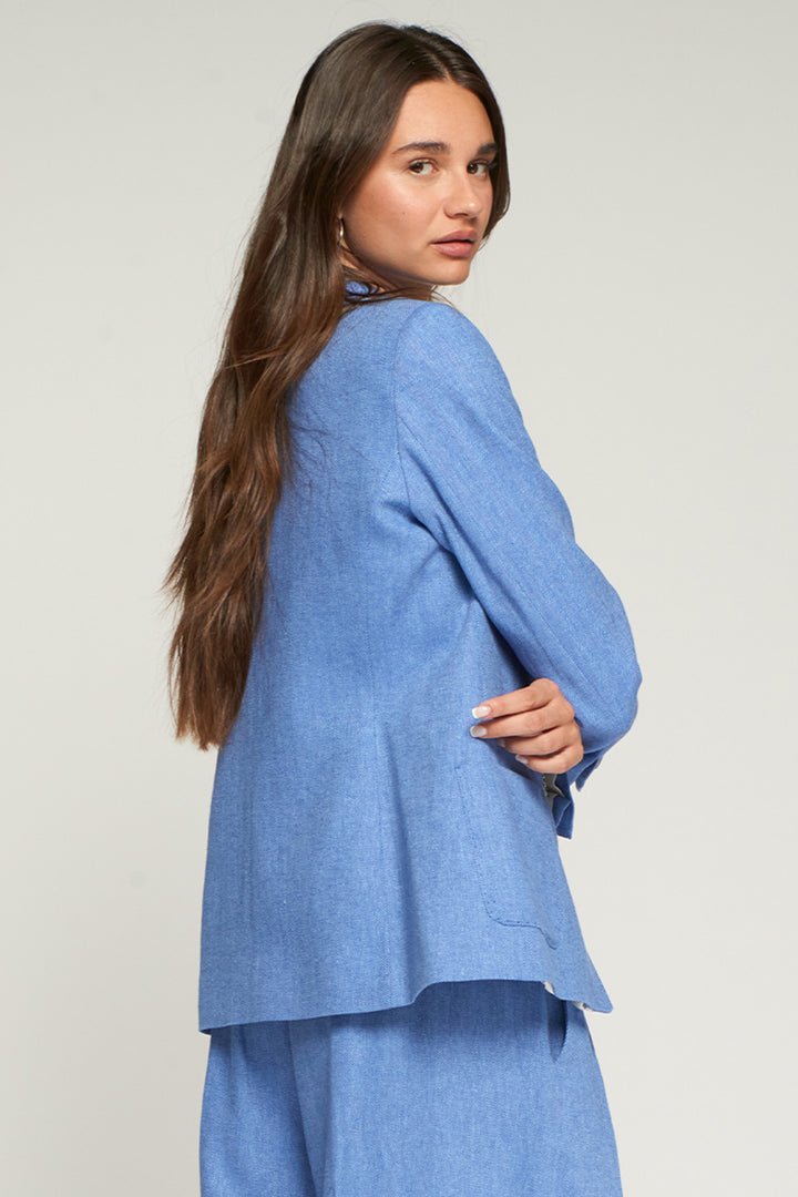 Vilagallo 33293 Light Blue Herringbone Linen Blend Jacket