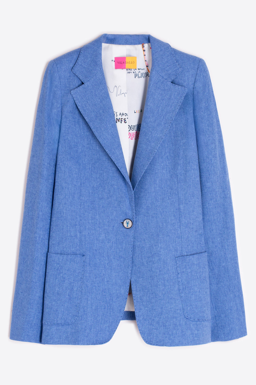 Vilagallo 33293 Light Blue Herringbone Linen Blend Jacket