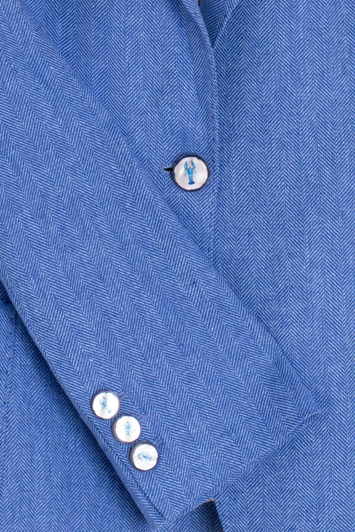 Vilagallo 33293 Light Blue Herringbone Linen Blend Jacket