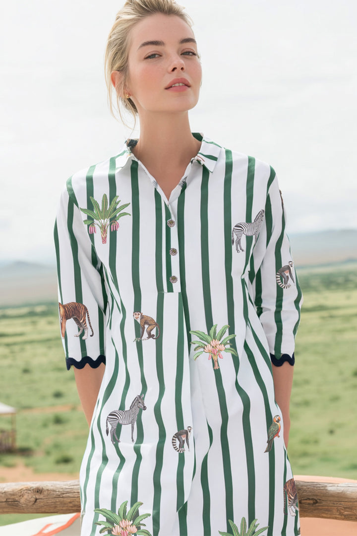 Vilagallo 33301 Green Stripe Shirt Dress