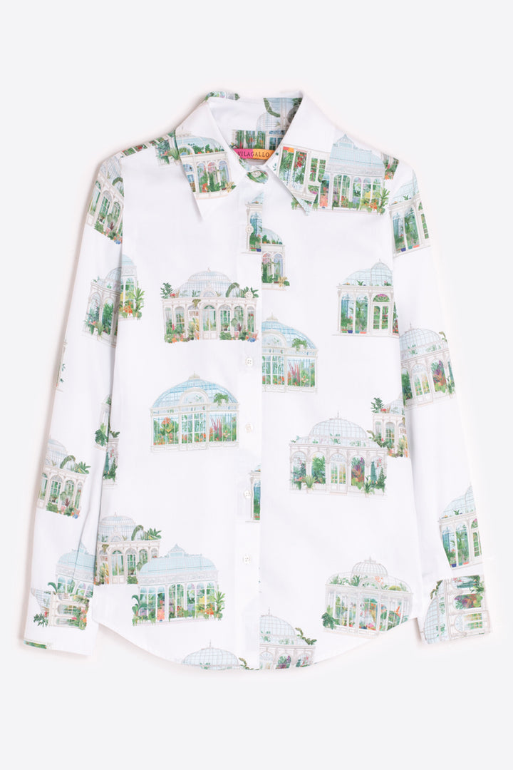 Vilagallo 33309 White Greenhouse Print Shirt