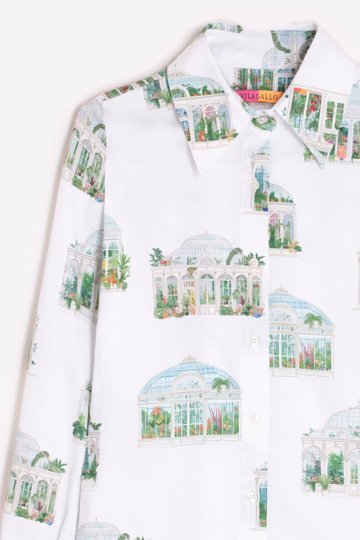 Vilagallo 33309 White Greenhouse Print Shirt