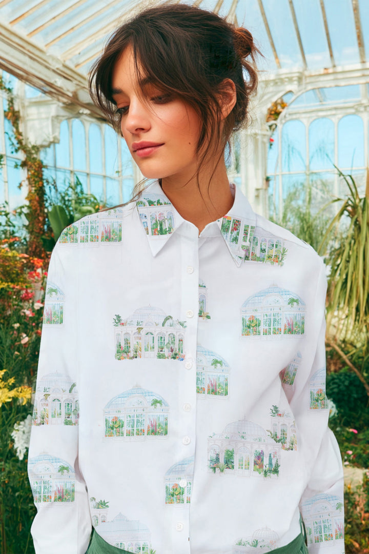 Vilagallo 33309 White Greenhouse Print Shirt