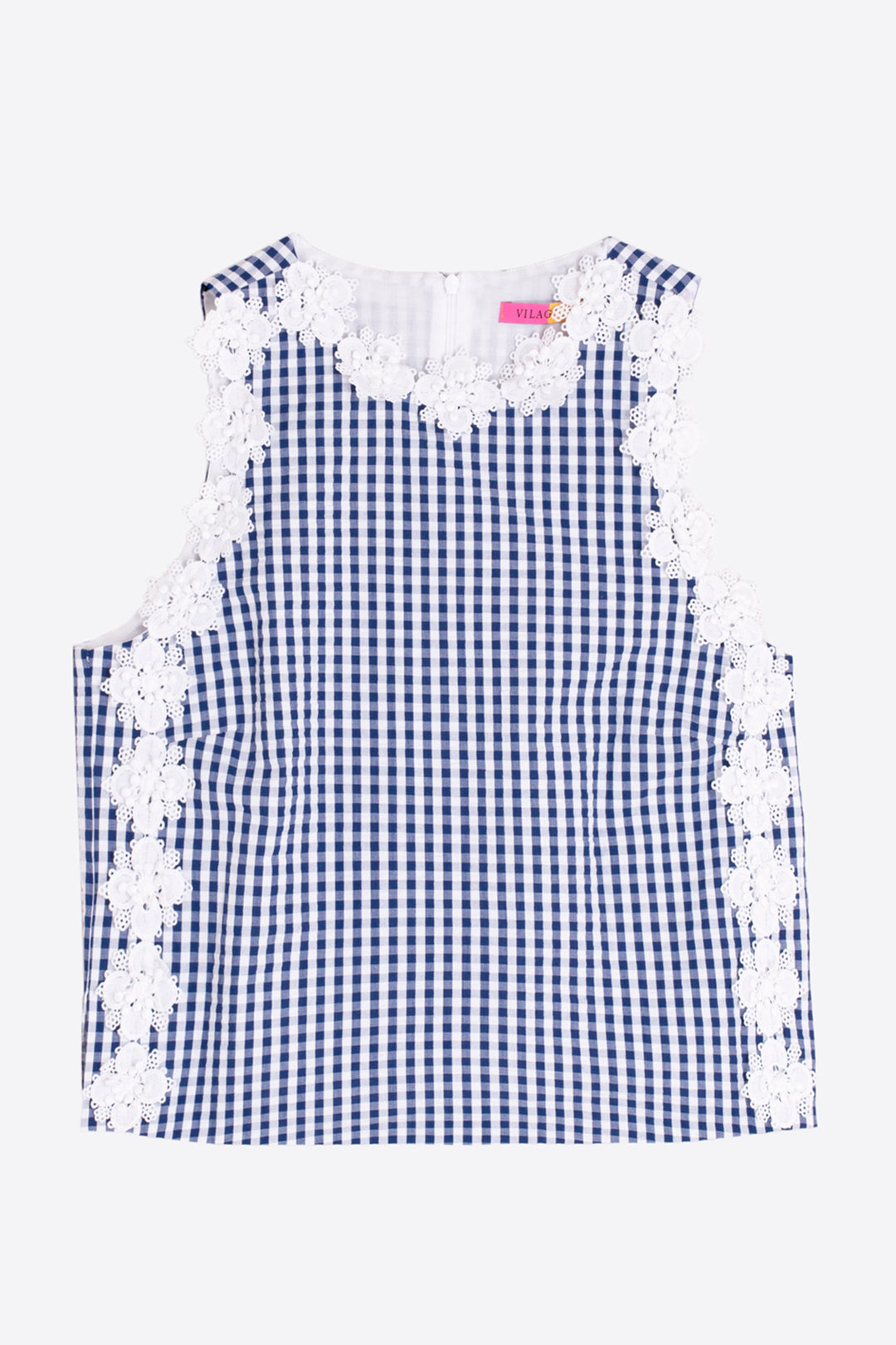 Vilagallo 33374 Vichy Blue Check Sleeveless Top
