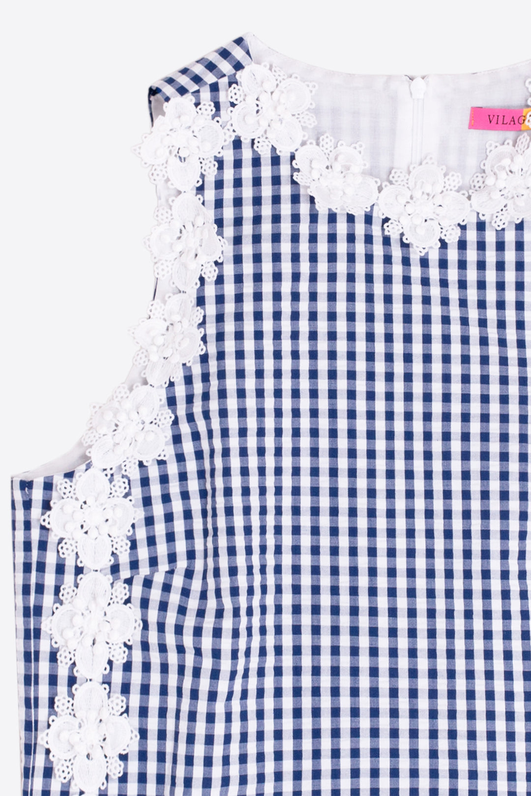 Vilagallo 33374 Vichy Blue Check Sleeveless Top