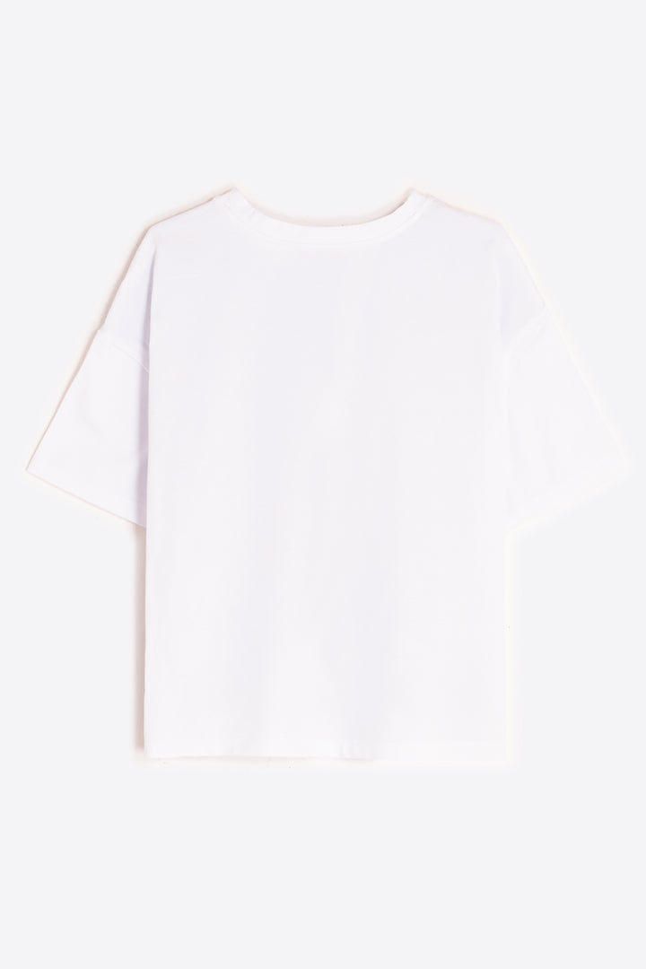 Vilagallo 33447 White Floral Bloom Side Knot T-Shirt