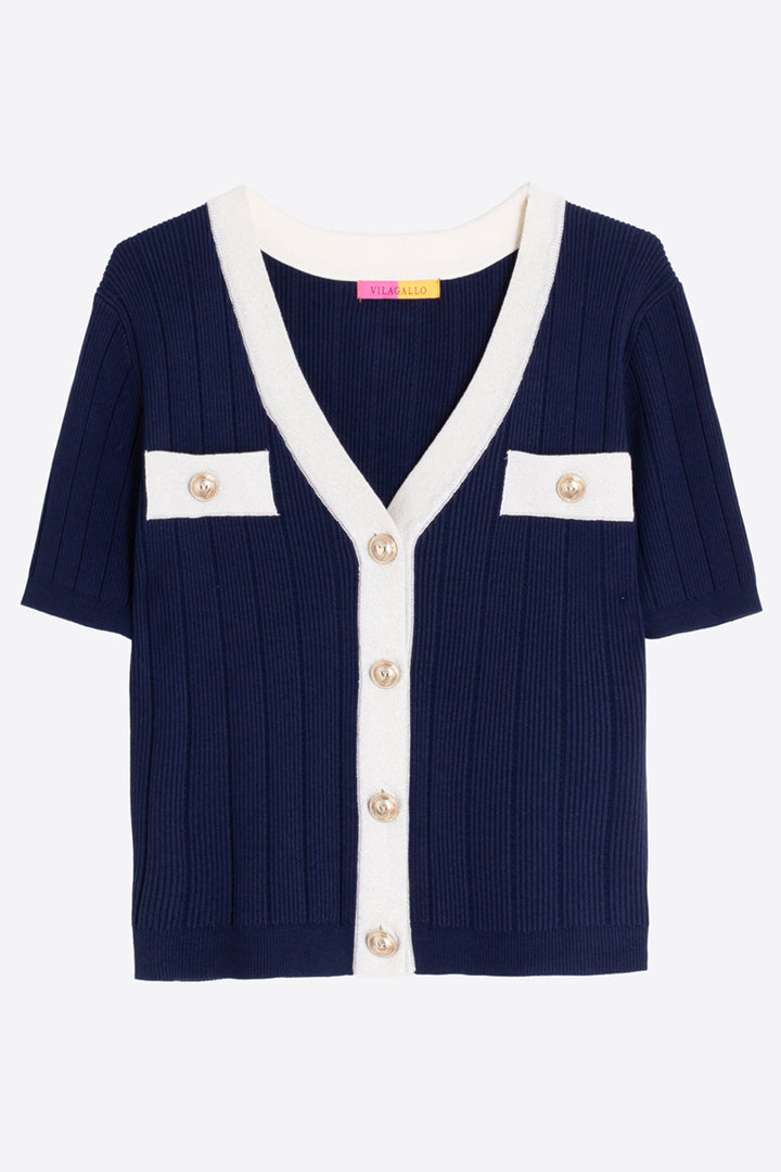 Vilagallo 33474 Marino Blue Short Sleeve Cardigan