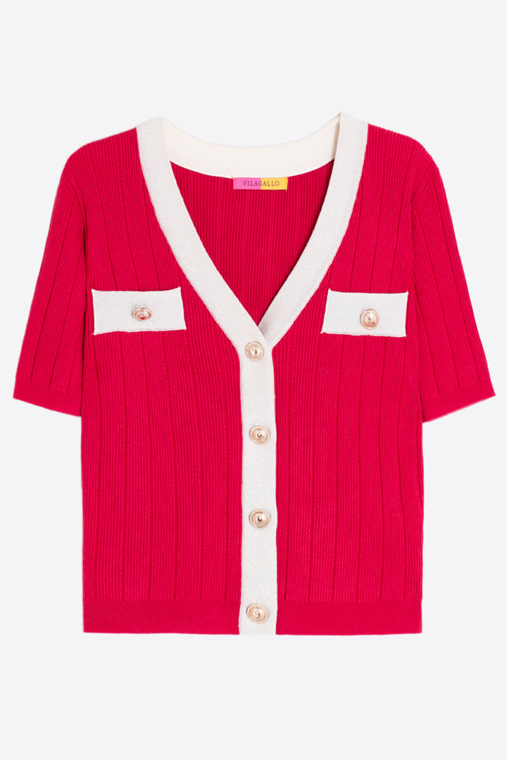 Vilagallo 33477 Red Short Sleeve Cardigan