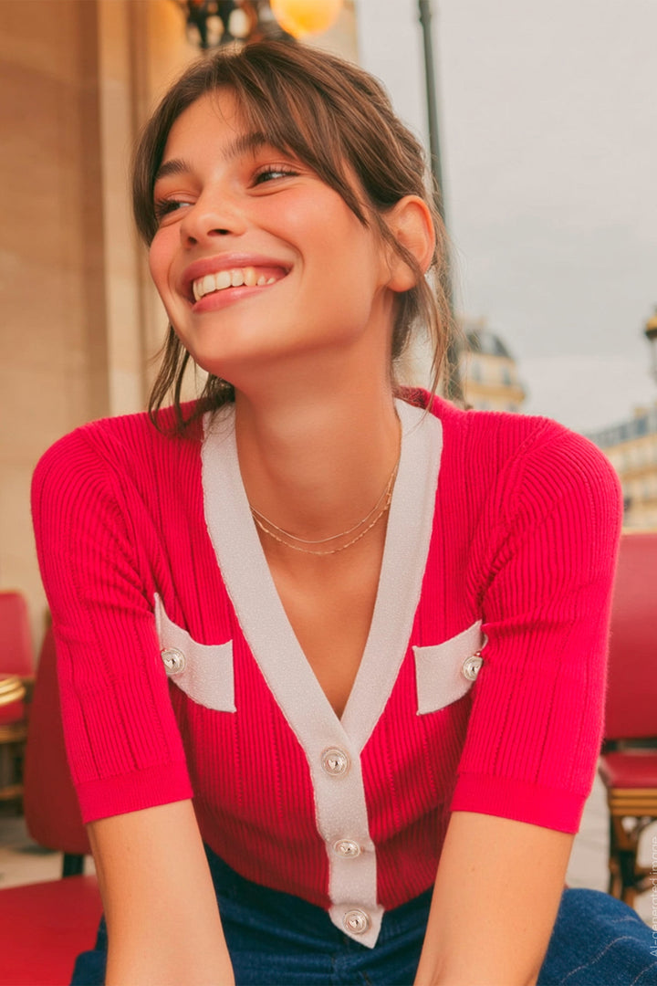 Vilagallo 33477 Red Short Sleeve Cardigan