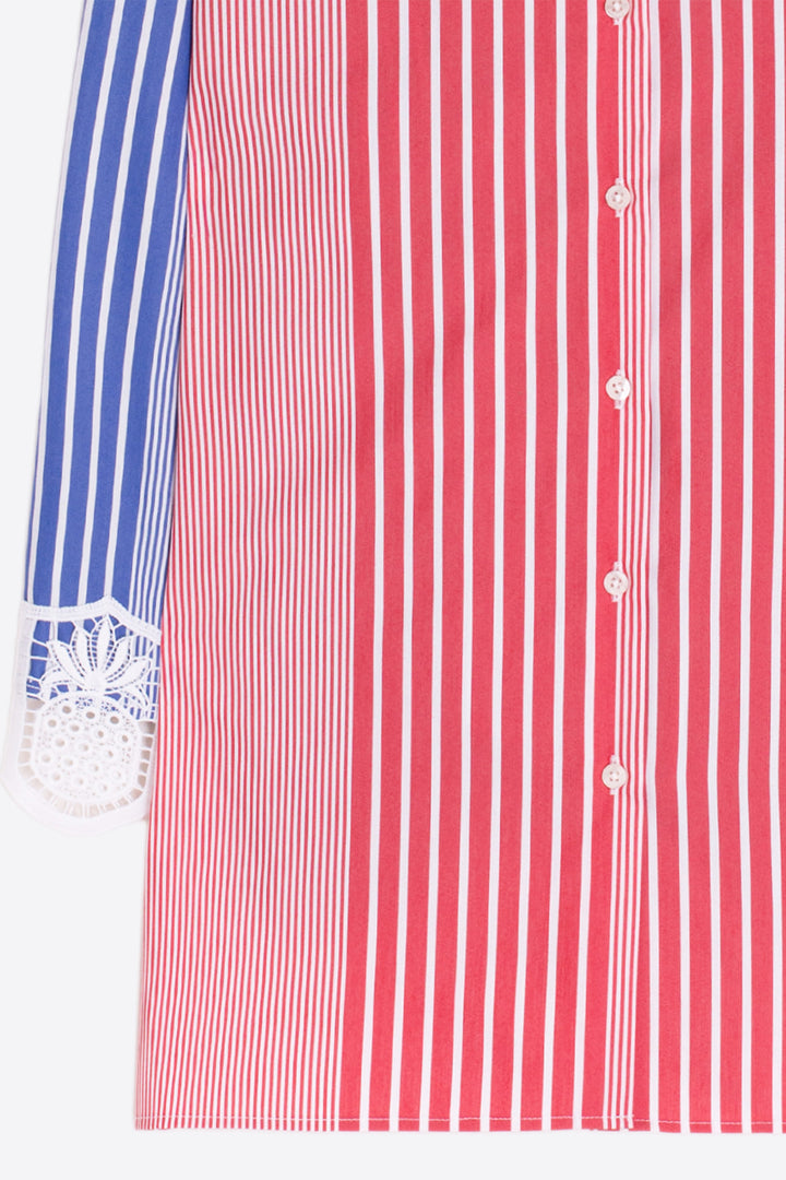 Vilagallo 33517 Red Blue Stripe Lace Cuff Shirt