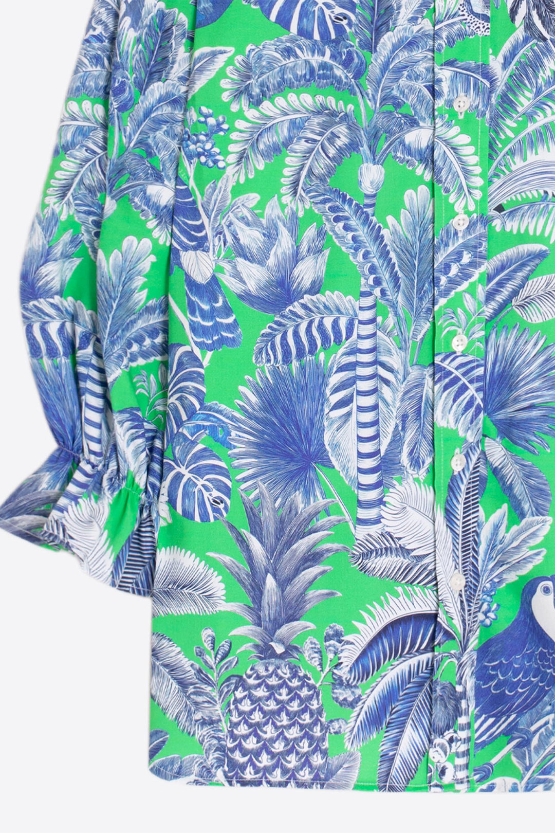 Vilagallo 33587 Blue Green Tropical Leaf Print Shirt