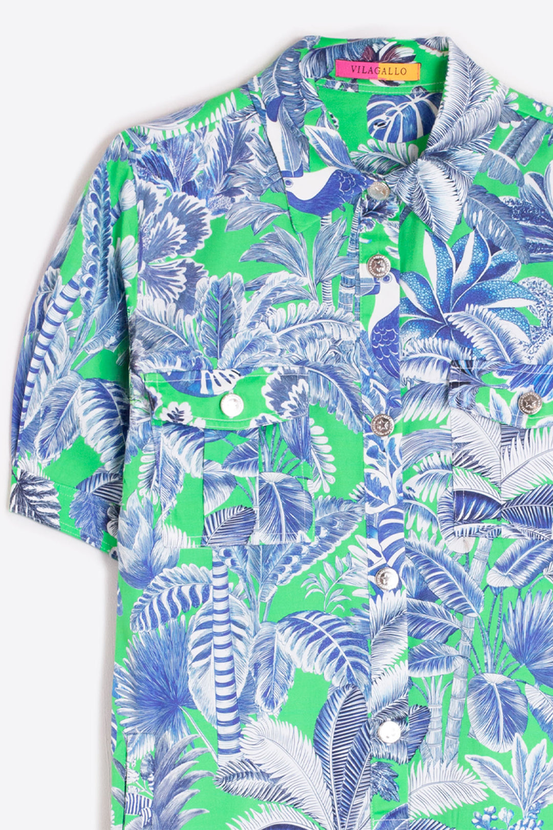 Vilagallo 33594 Selva Green Blue Print Shirt Dress