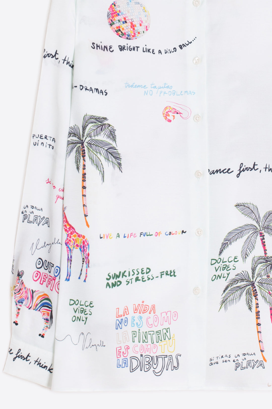 Vilagallo 33595 Off-White Quirky Quotes Palm Tree Shirt