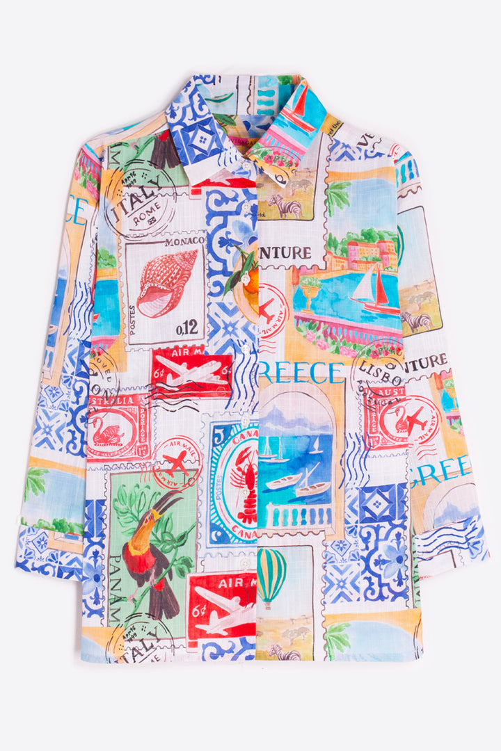 Vilagallo 33598 Sellos Travel Stamp Print Shirt
