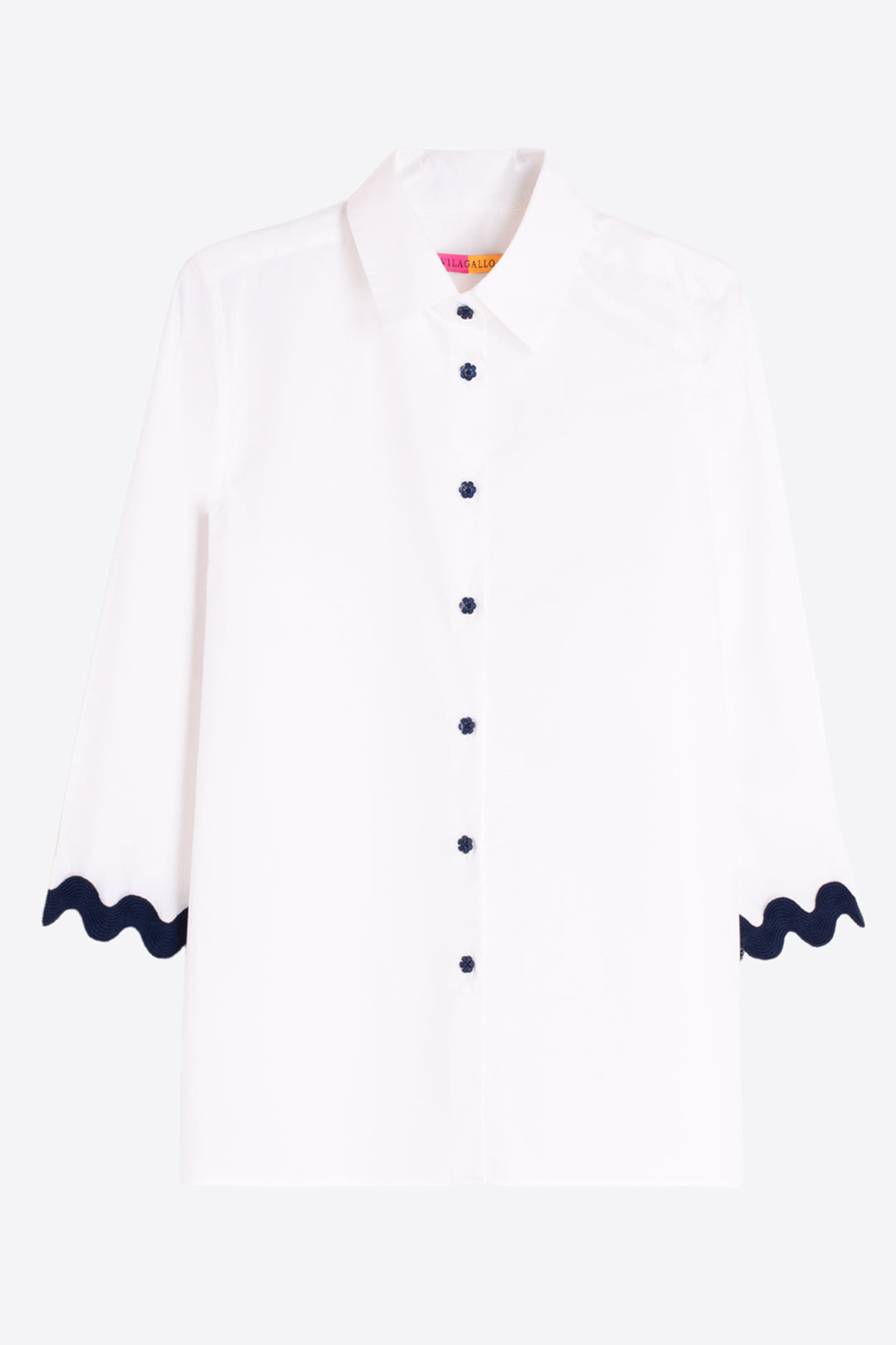 Vilagallo 33606 White Navy Ric-Rac Ribbon Shirt