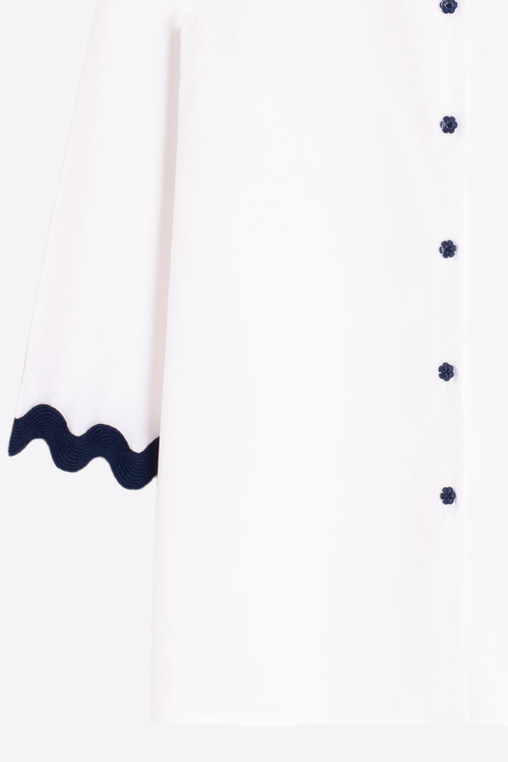Vilagallo 33606 White Navy Ric-Rac Ribbon Shirt