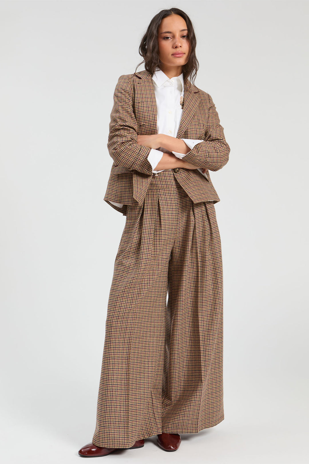 Vilagallo Burgundy Houndstooth Jacket at Shirley Allum