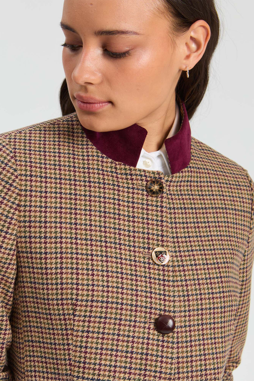 Vilagallo Burgundy Houndstooth Jacket at Shirley Allum