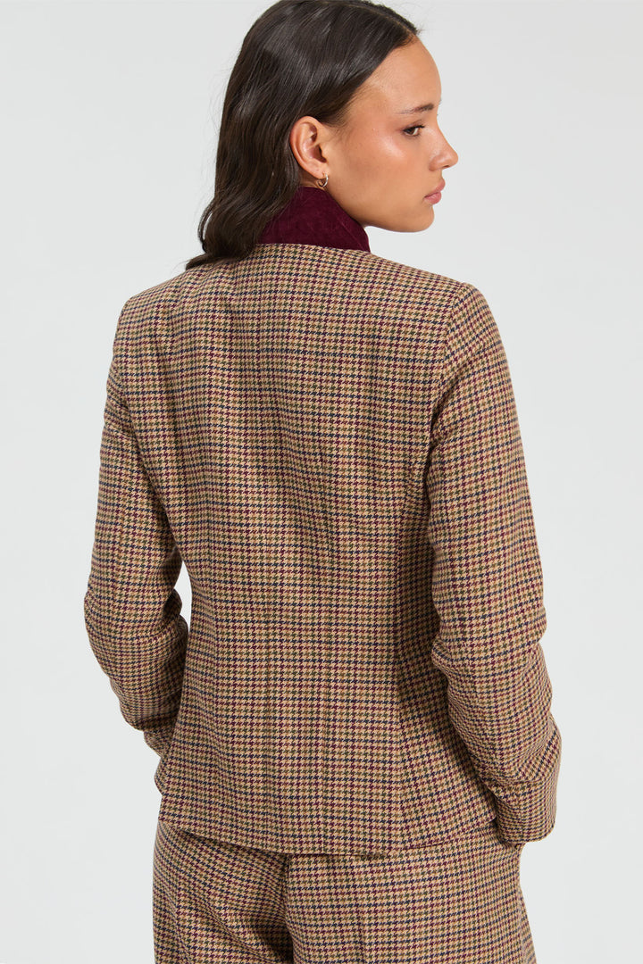 Vilagallo Burgundy Houndstooth Jacket at Shirley Allum