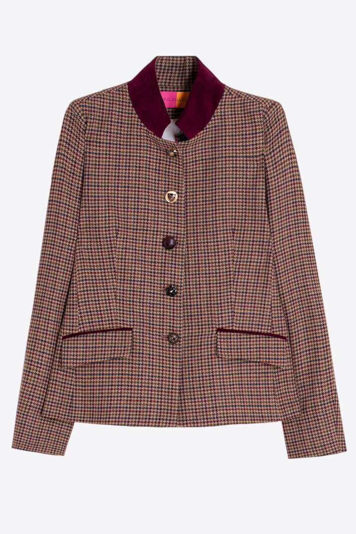 Vilagallo Burgundy Houndstooth Jacket at Shirley Allum