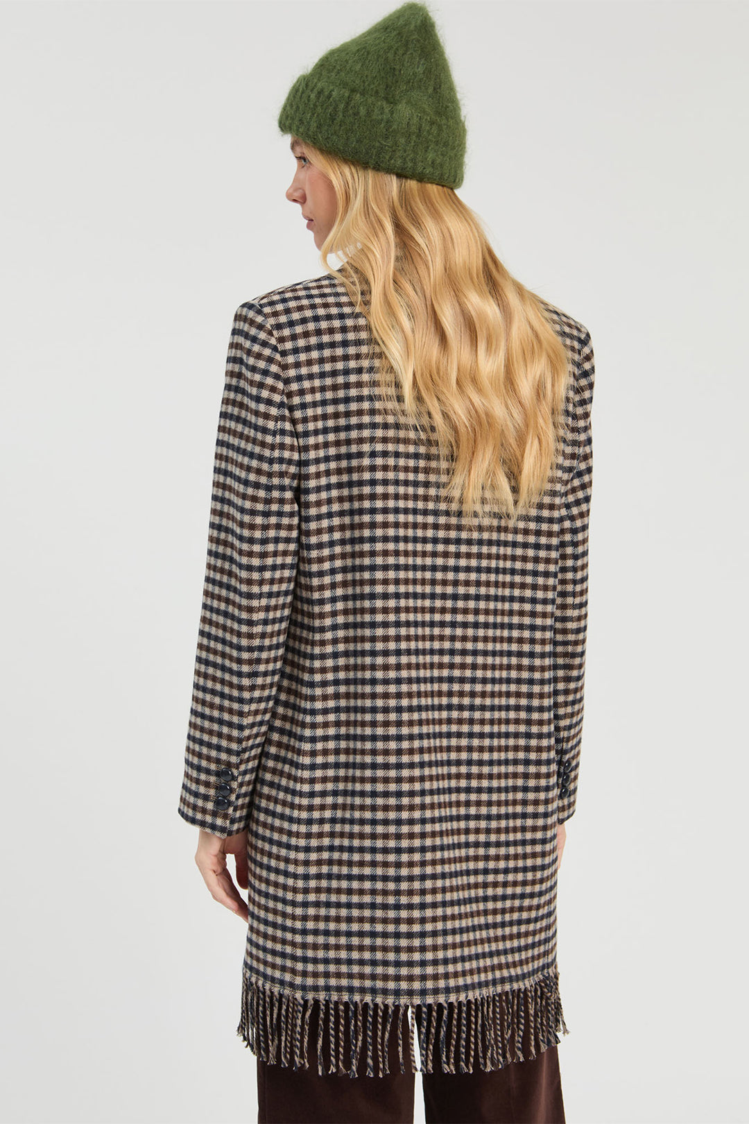 Vilagallo Checked Fringe Coat at Shirley Allum