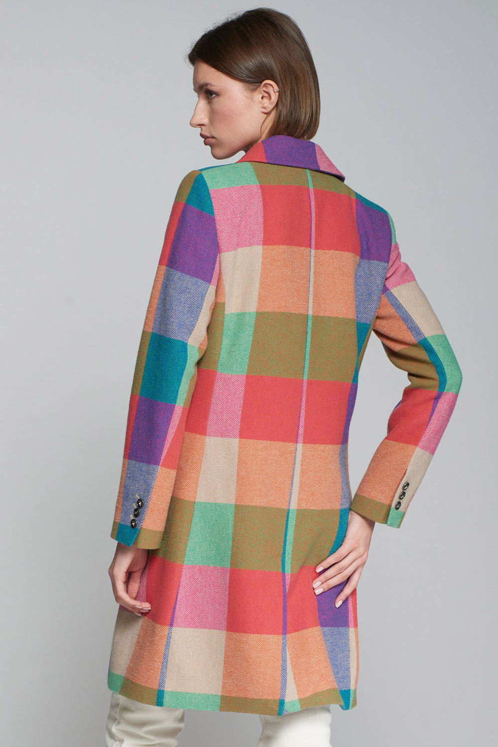 Vilagallo Coat Multicolour Check 31770 - Shirley Allum Boutique