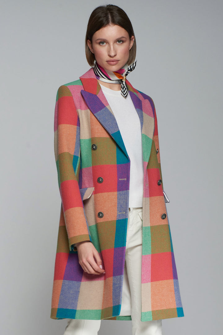 Vilagallo Coat Multicolour Check 31770 - Shirley Allum Boutique