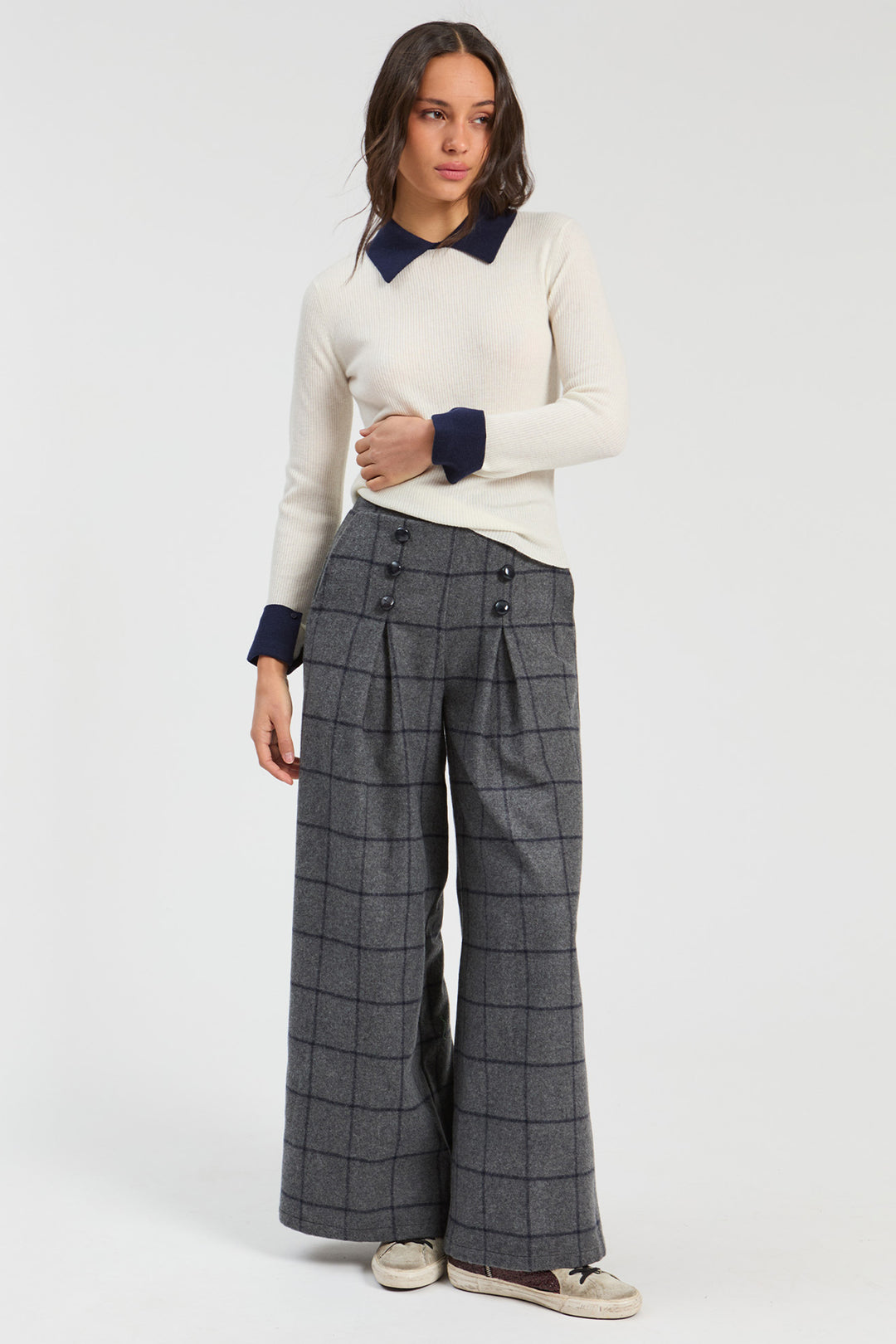 Vilagallo Ecru &amp; Navy Jumper at Shirley Allum