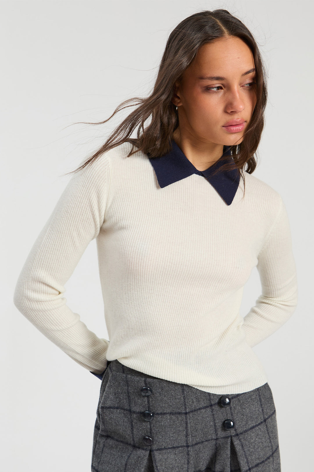 Vilagallo Ecru &amp; Navy Jumper at Shirley Allum