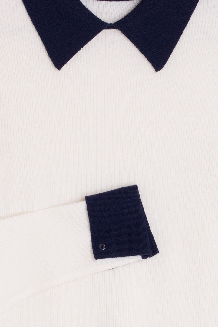 Vilagallo Ecru &amp; Navy Jumper at Shirley Allum