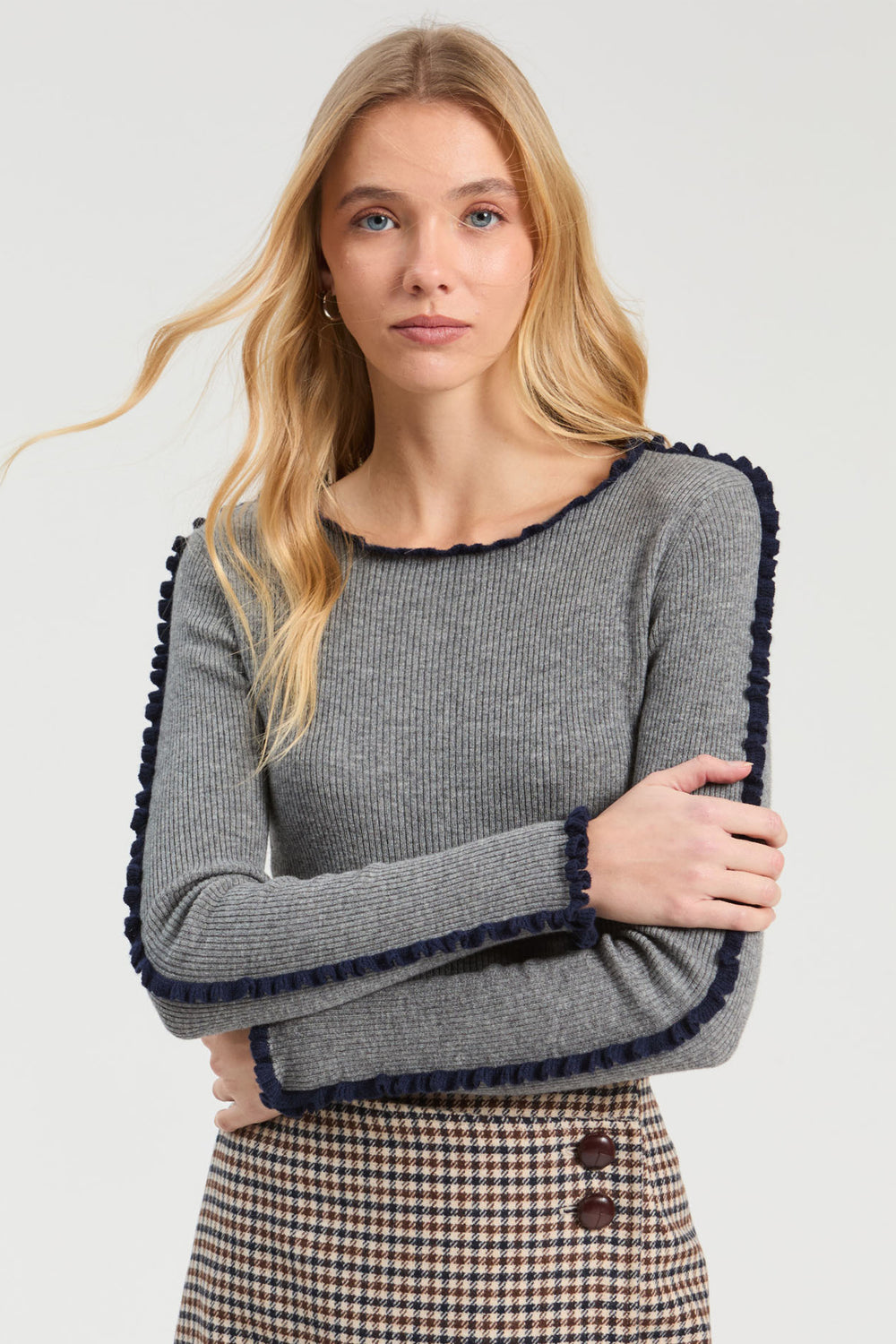 Vilagallo Grey Melange & Navy Jumper at Shirley Allum