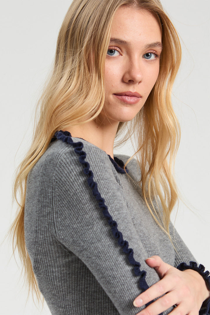 Vilagallo Grey Melange &amp; Navy Jumper at Shirley Allum