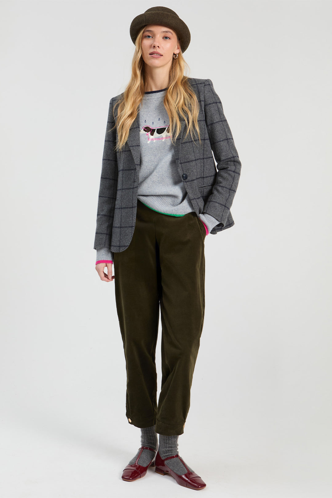 Vilagallo Grey Navy Check Jacket at Shirley Allum