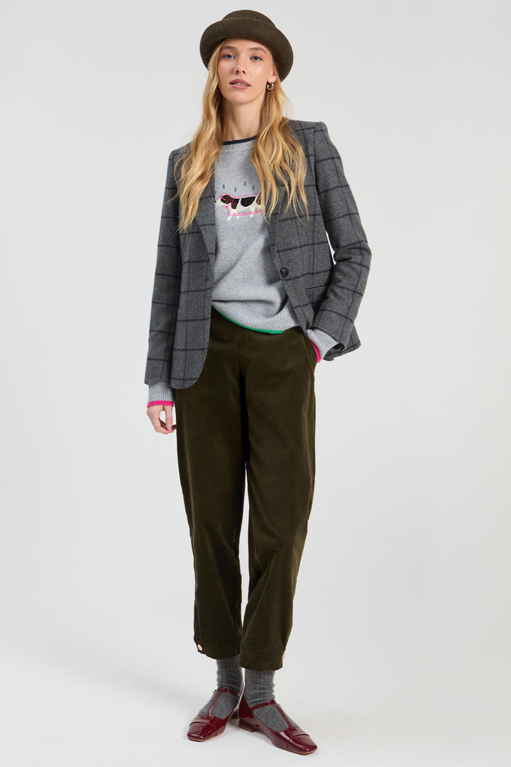 Vilagallo Grey Navy Check Jacket at Shirley Allum