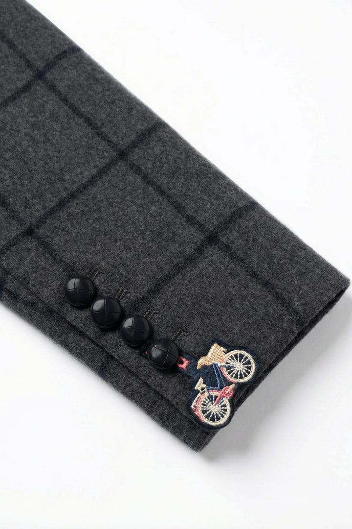 Vilagallo Grey Navy Check Jacket at Shirley Allum