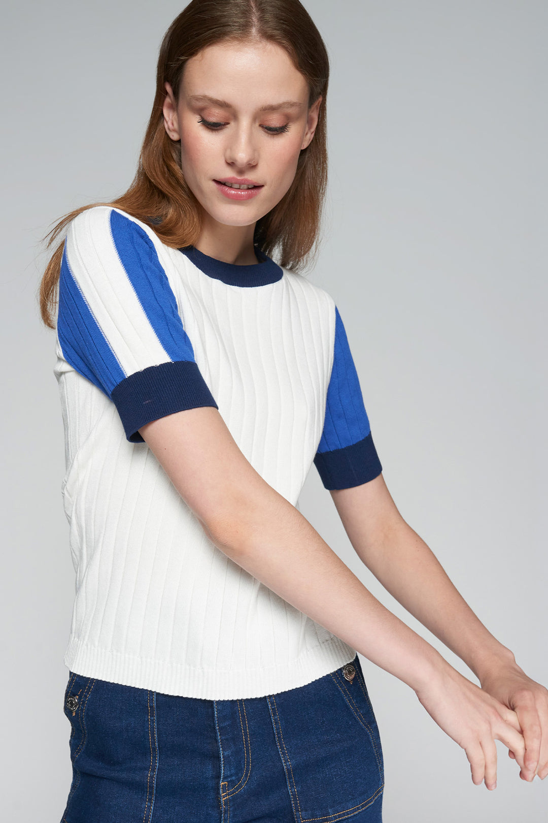 Vilagallo Maia 32125 Cream Ribbed Knit Jumper - Shirley Allum Boutique